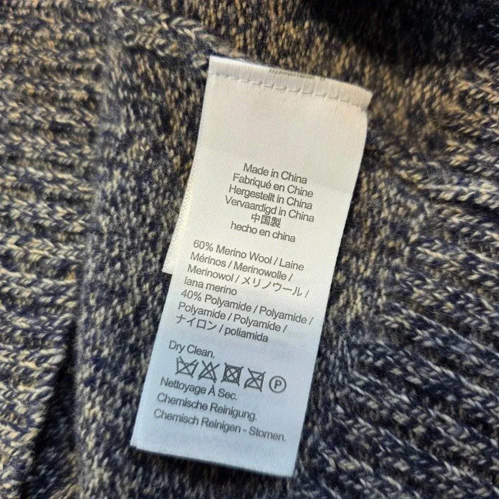 J. Crew Mens Small Blue Rugged Merino Wool‎ Blend Shawl Collar Sweater Marled